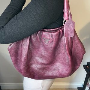 Prada Purple Cervo Leather Antik Bowler Bag